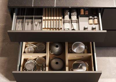 Organizadores integrados de cajones cocina